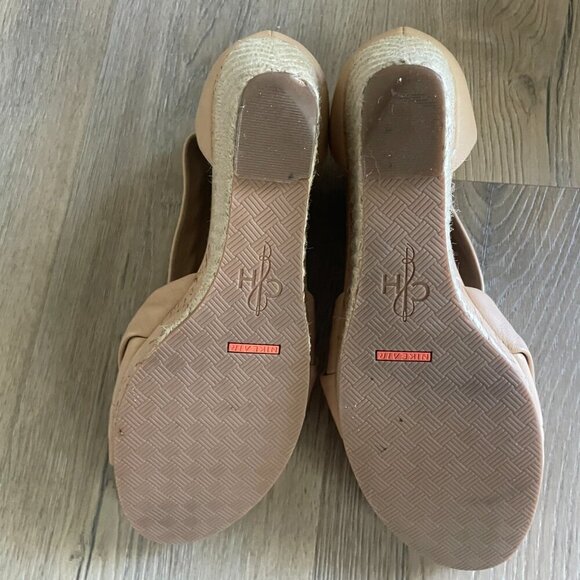 Cole Haan Air BEIGE Leather Strappy Wedge Sandal Cork Espadrille Platform 10B! - Picture 6 of 8